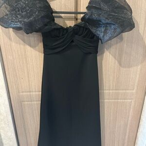 ASOS Strapless Black Dress with Sheer Accents